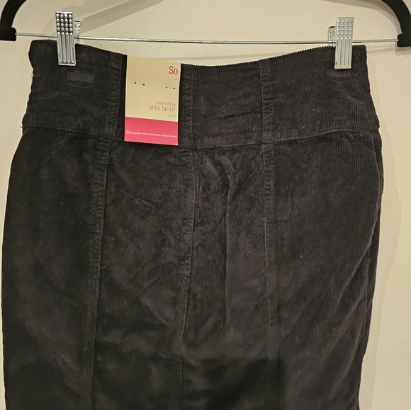 SO BRAND BLACK CORDUROY HIGH RISE MINI SKIRT JUNIORS SZ 5/27W NEW - Picture 2 of 4